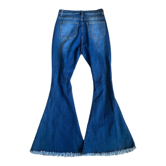 High Waisted Flared Raw Hem Jeans - Picture 5 of 7